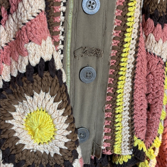 Free People RARE Multicolor Crochet jacket - Picture 4 of 5